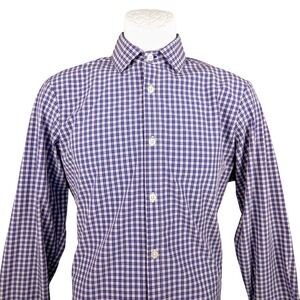 Mizzen Main Leeward‎ Shirt Purple Check Trim Fit Button Down Small